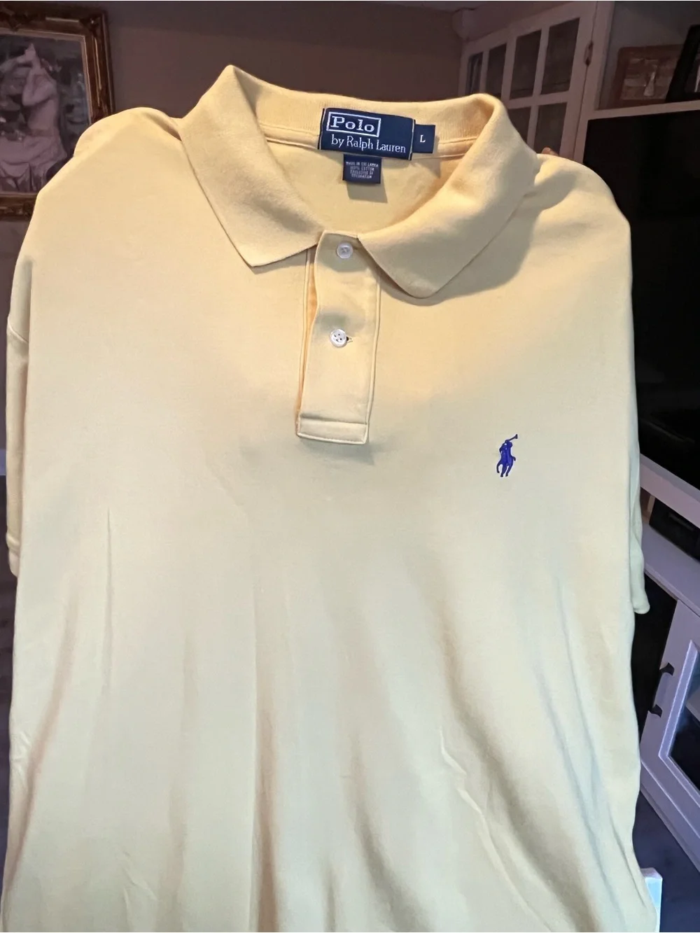 Ralph Lauren Men's Pale Yellow Polo with Blue Pony